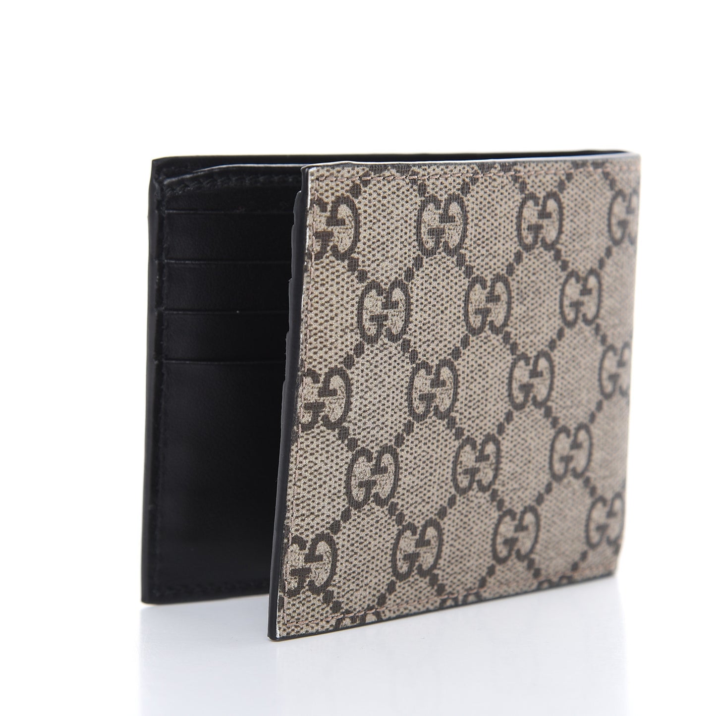 GG Supreme Monogram Selleria Calfskin Tiger Nice Bi-Fold Wallet Beige Ebony Multicolor Black