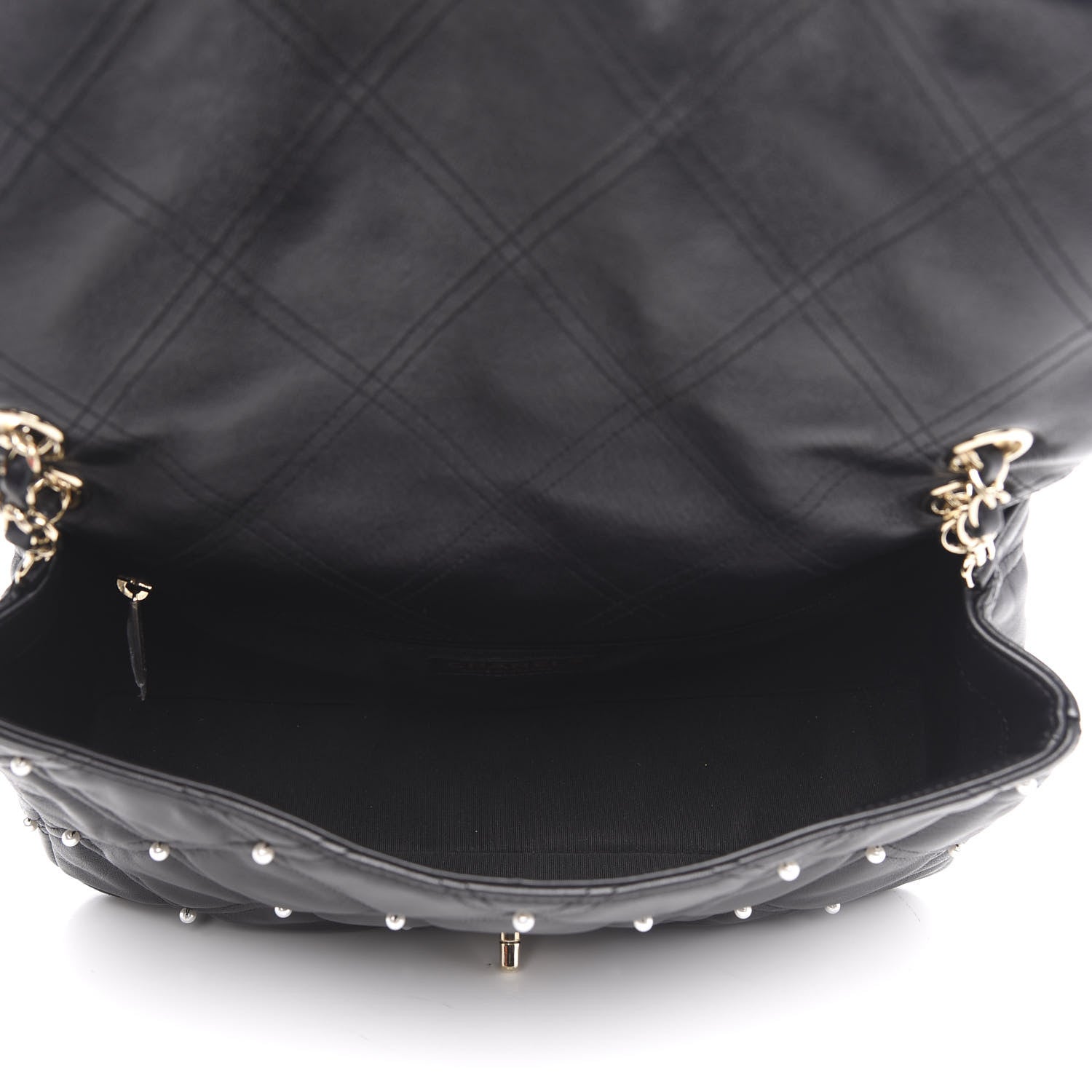 Chanel Lambskin Quilted Pearl Studded Flap Black 5 of 12