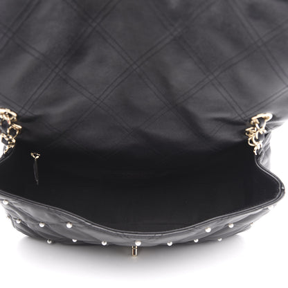 Chanel Lambskin Quilted Pearl Studded Flap Black 5 of 12
