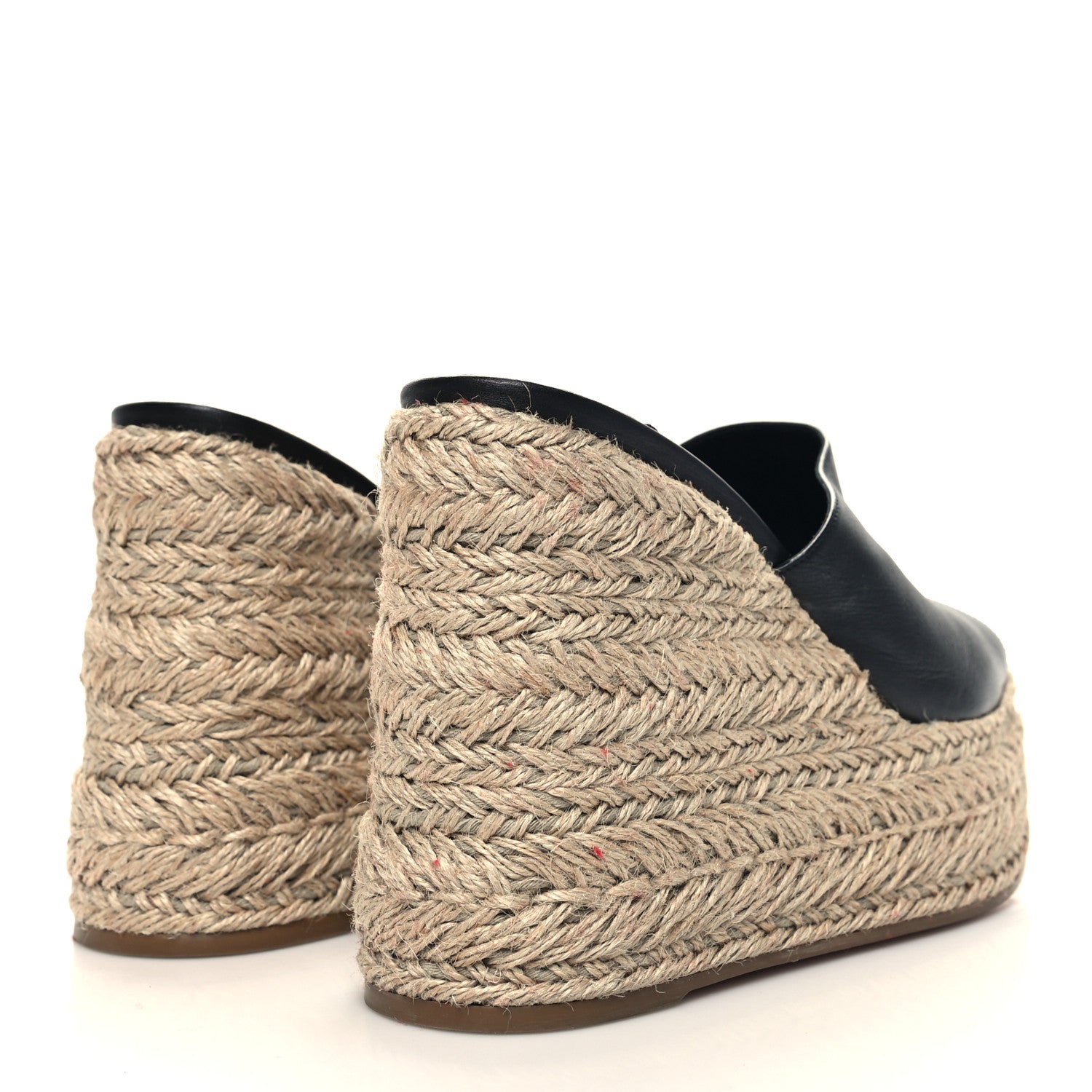 Christian Louboutin Calfskin Ariella Zeppa 130 Espadrille Sandals 40 Black Naturel 4 of 7