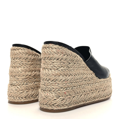 Christian Louboutin Calfskin Ariella Zeppa 130 Espadrille Sandals 40 Black Naturel 4 of 7
