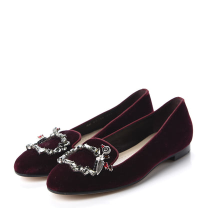 Christian Dior Velvet Tresor Flats 35.5 Bordeaux 3 of 11