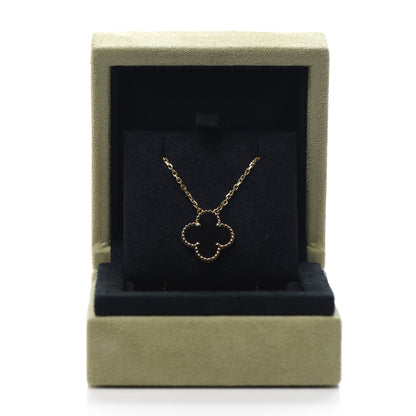 Van Cleef & Arpels 18K Yellow Gold Black Onyx Vintage Alhambra Pendant Necklace 6 of 7