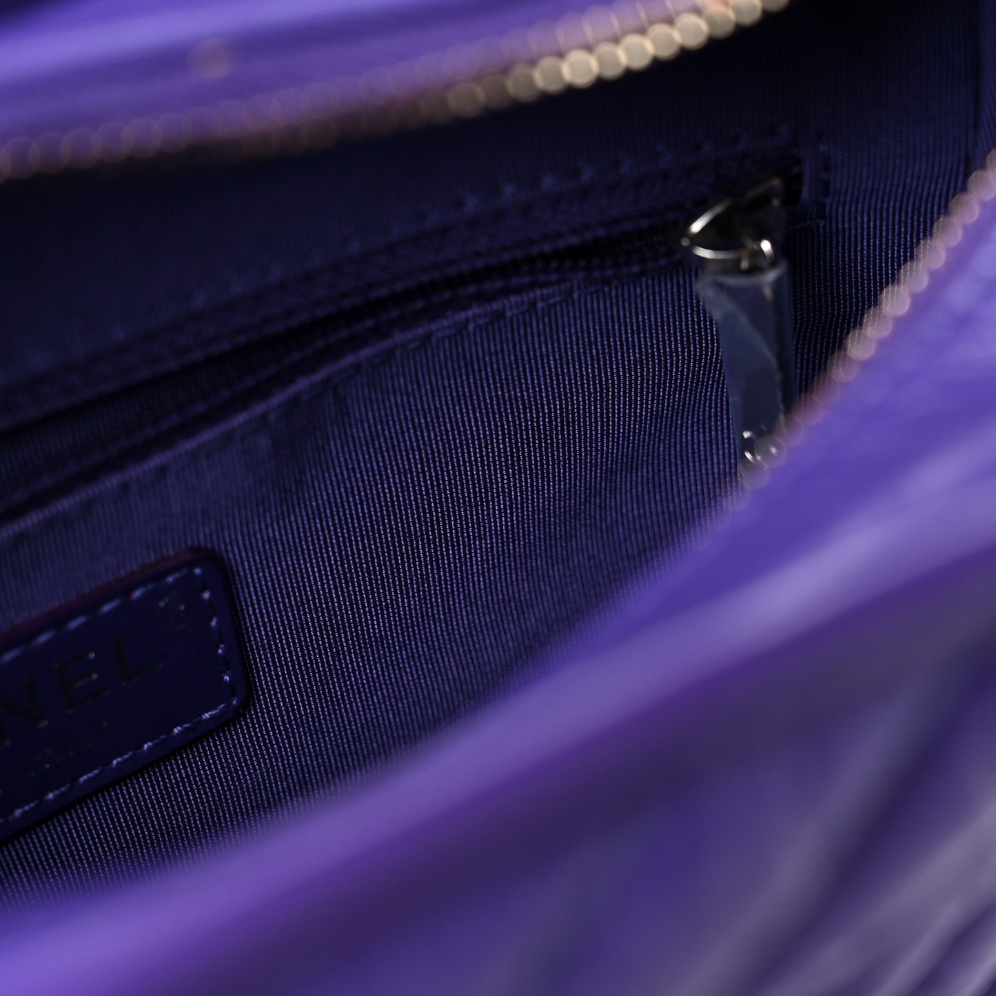 Aged Calfskin Chevron Quilted Small Gabrielle Hobo Purple