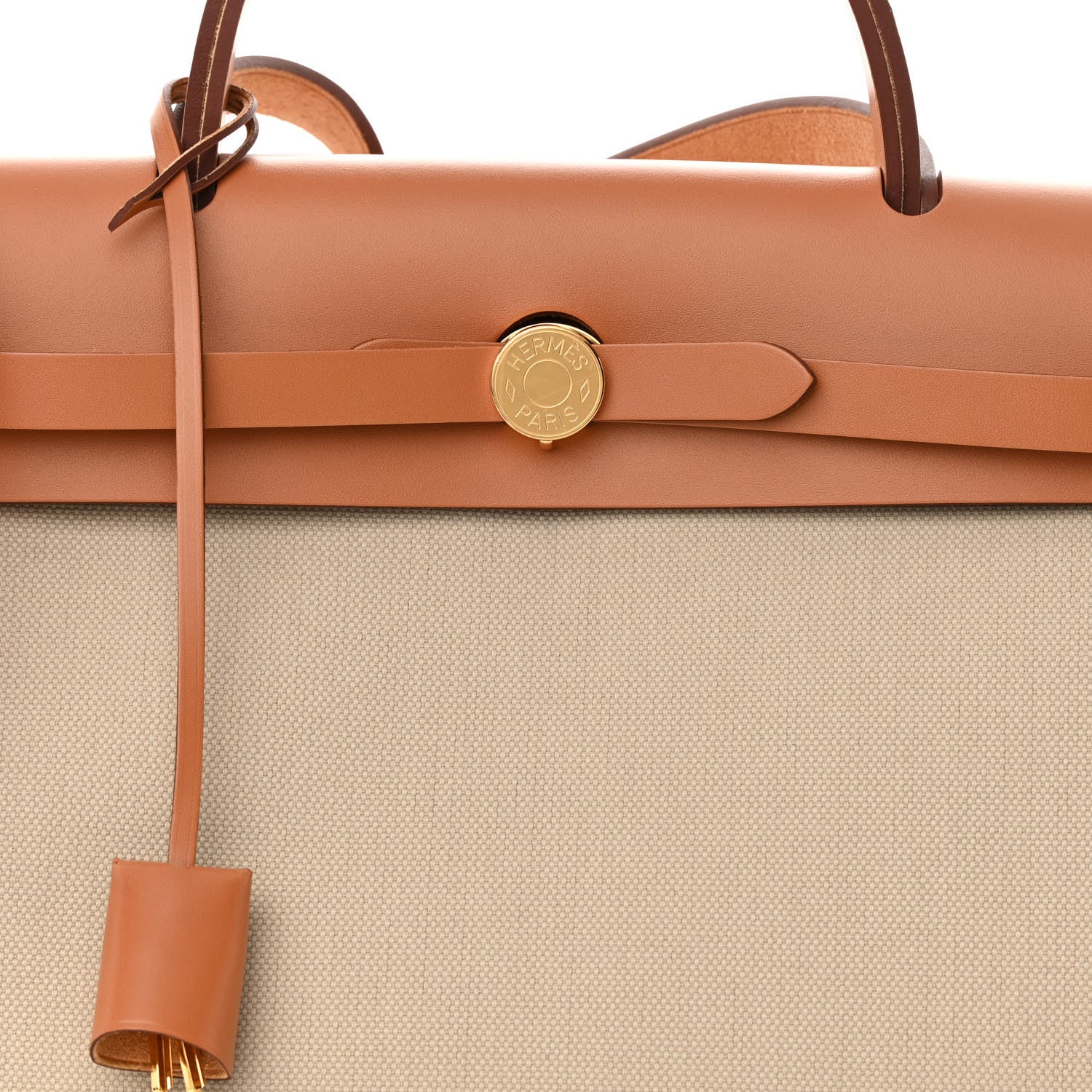Hermes Military Toile Vache Hunter Herbag Zip Retourne 31 PM Beton Naturel 9 of 12