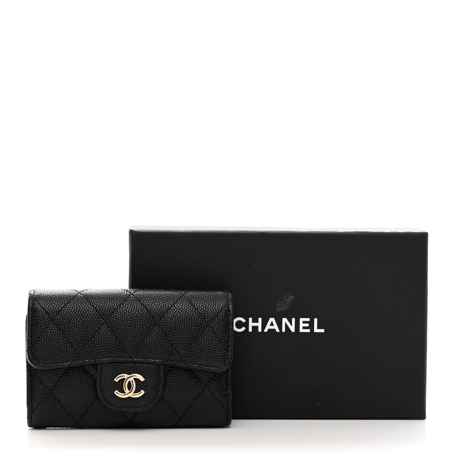 Caviar Quilted Classic 4 Key Holder Wallet Black