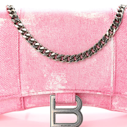 Balenciaga Nappa Denim Printed Hourglass Chain Bag Denim Pink 7 of 9