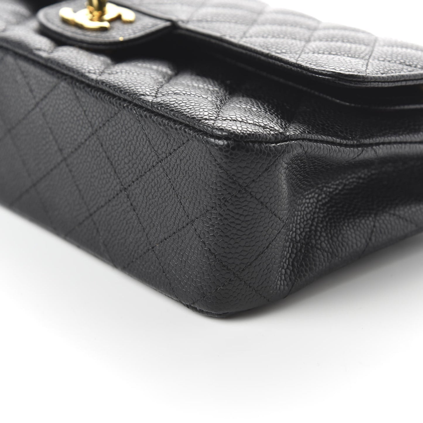 Caviar Quilted Medium Double Flap Black