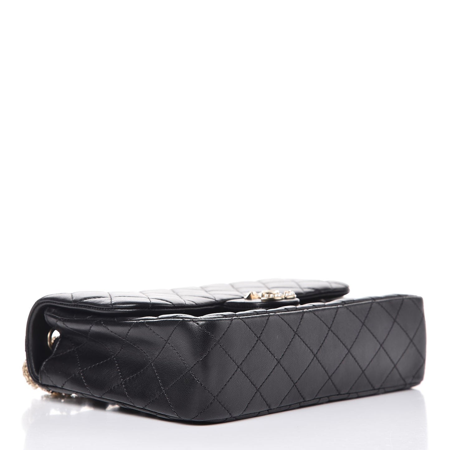 Lambskin Quilted Medium Westminster Pearl Flap Black