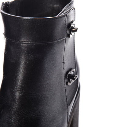 Chanel Iridescent Goatskin CC Turnlock Short Boots 37.5 Black 7 of 9
