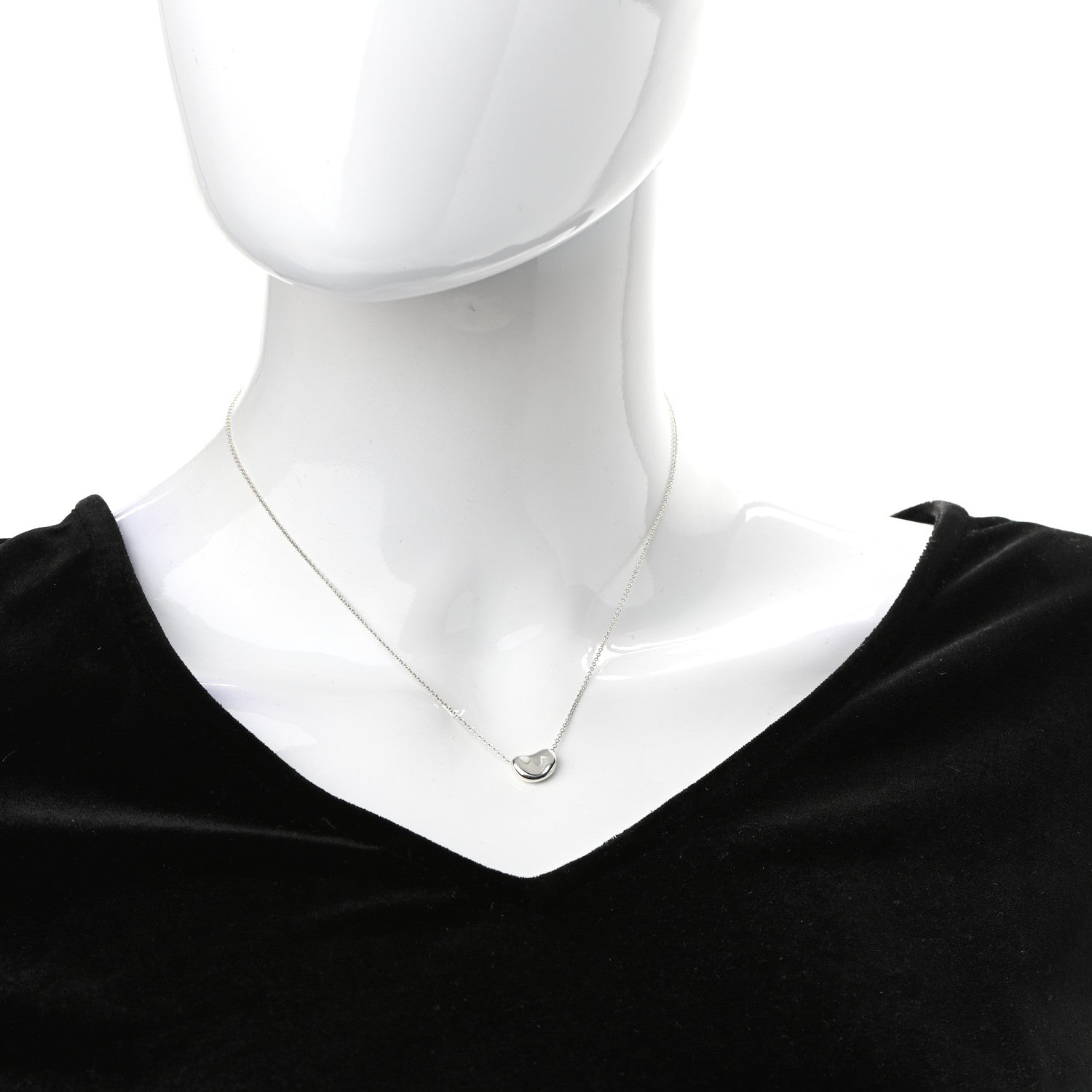 Tiffany Sterling Silver 9mm Elsa Peretti Bean Pendant Necklace 2 of 7