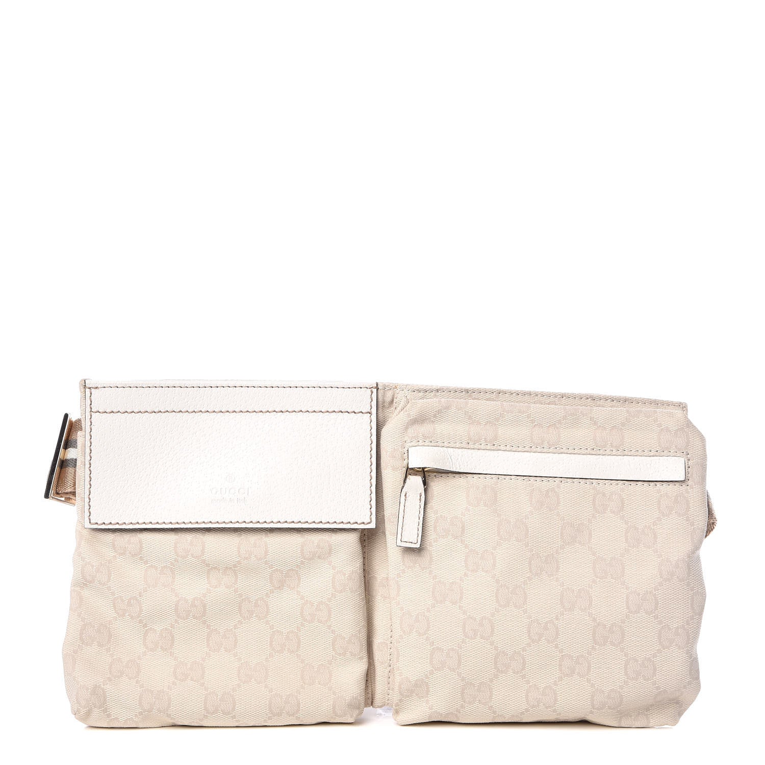 Gucci GG Monogram Web Double Pocket Belt Bag White 1 of 10