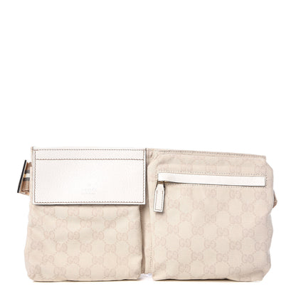 Gucci GG Monogram Web Double Pocket Belt Bag White 1 of 10