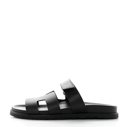 Hermes Calfskin Womens Chypre Sandals 39 Black 1 of 8