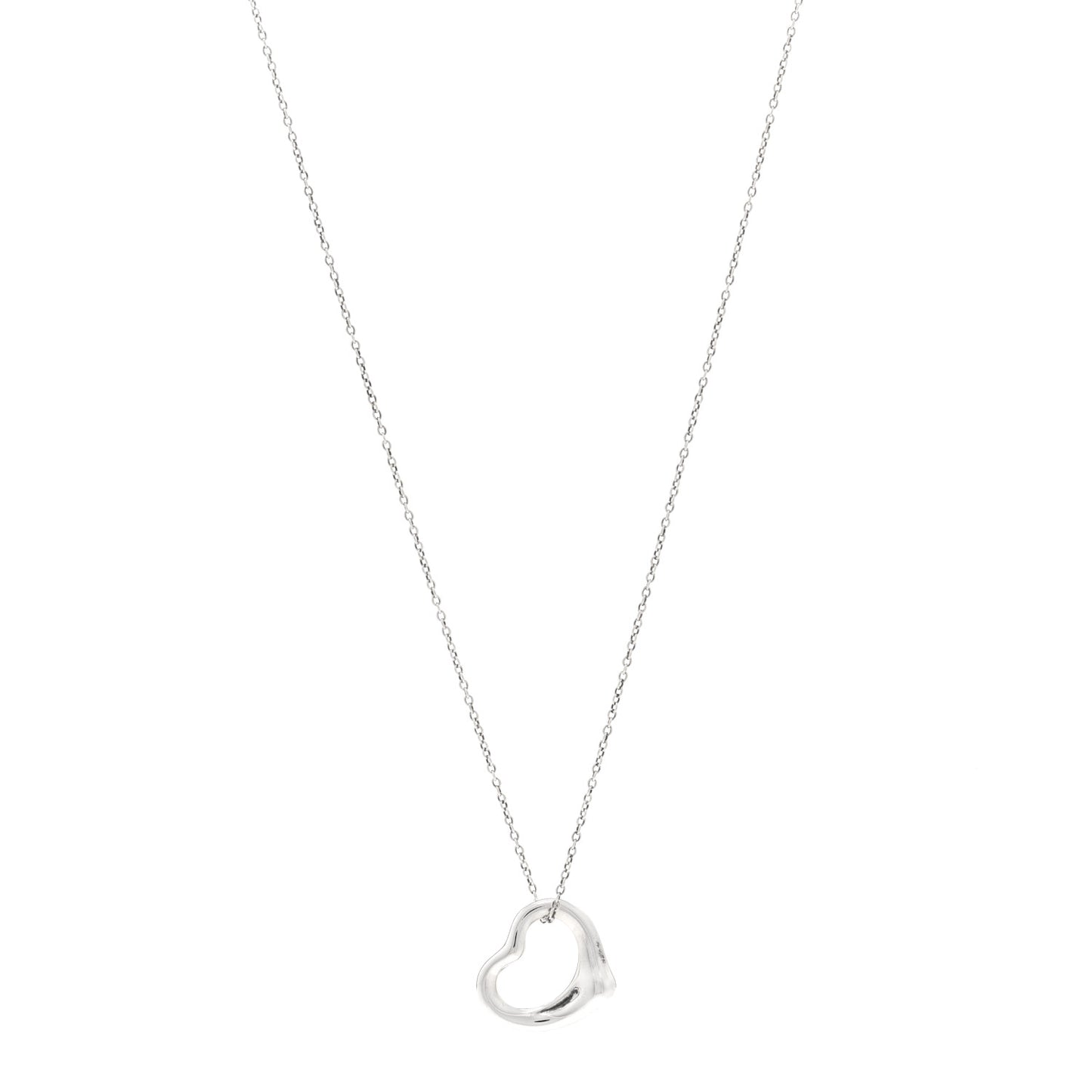 Sterling Silver 16mm Elsa Peretti Open Heart Pendant Necklace
