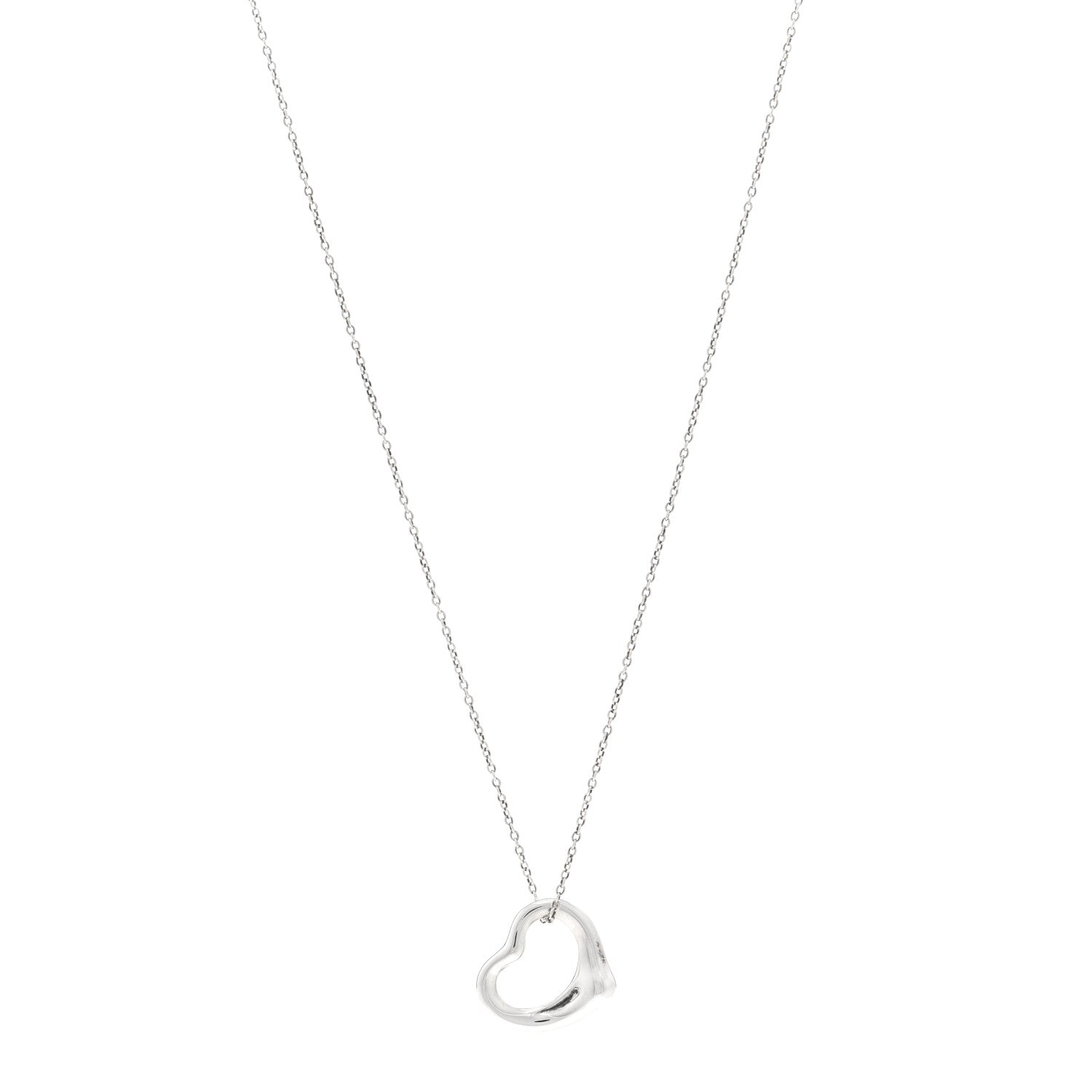 Tiffany Sterling Silver 16mm Elsa Peretti Open Heart Pendant Necklace 1 of 4