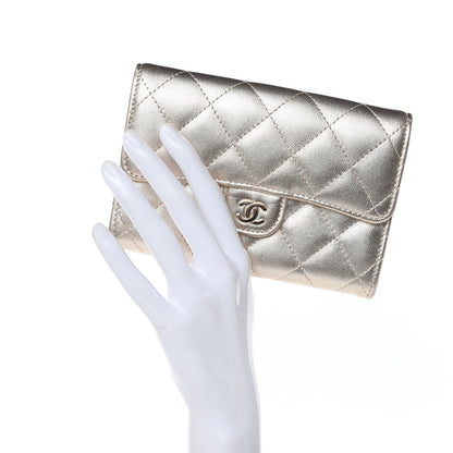 Chanel Metallic Lambskin Quilted Small Flap Wallet Pale Gold 2 of 11