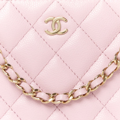 Chanel Caviar Quilted Classic Clutch With Chain Pink 8 of 10