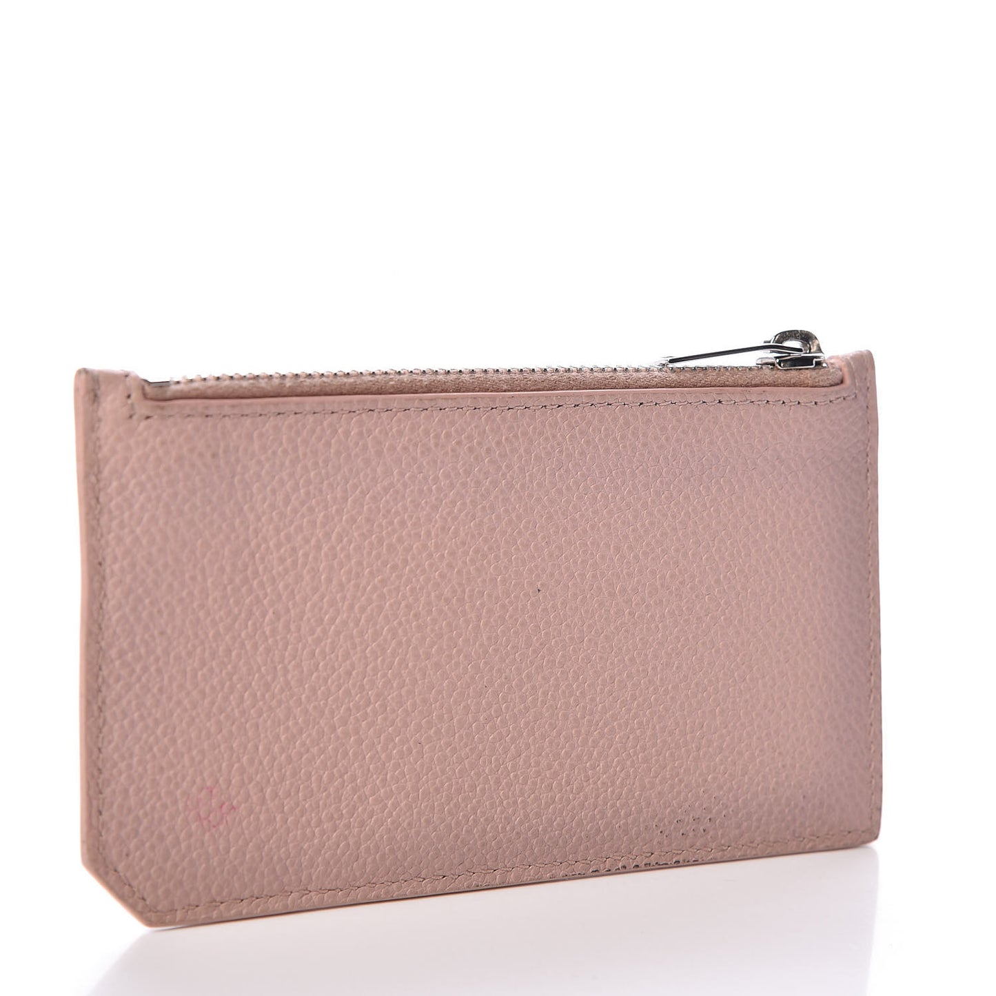 Grained Calfskin 5 Fragments Zip Pouch Card Holder Rose Antic