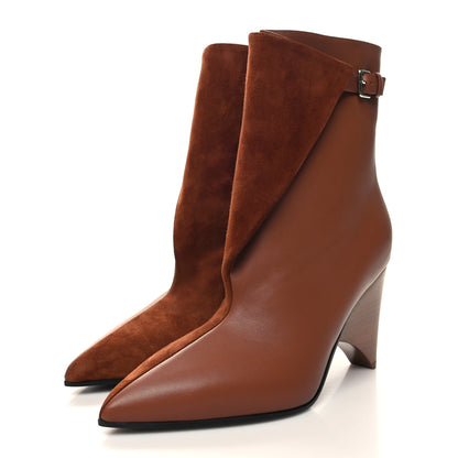Hermes Suede Goatskin Calfskin Hanae 85 Ankle Boots 38 Gold 3 of 8