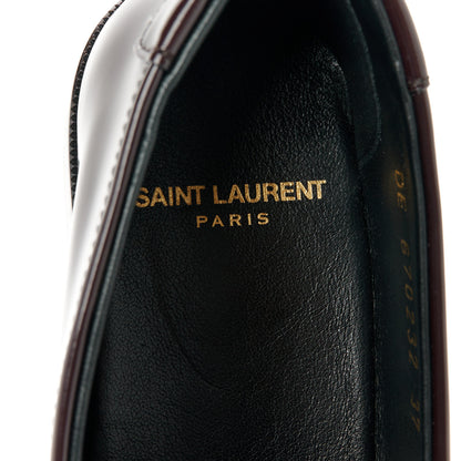 Saint Laurent Patent Calfskin Penny Loafers 37 Cordovan Red 7 of 9