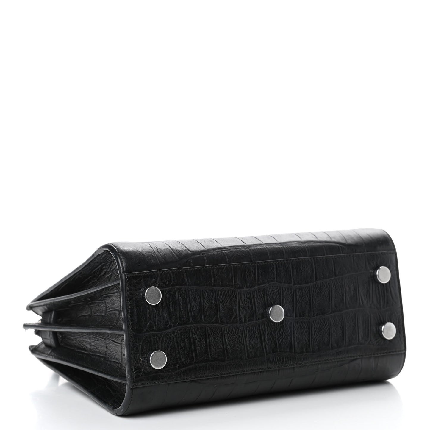 Calfskin Crocodile Embossed Nano Sac De Jour Black