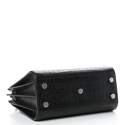 Saint Laurent Calfskin Crocodile Embossed Nano Sac De Jour Black 4 of 6