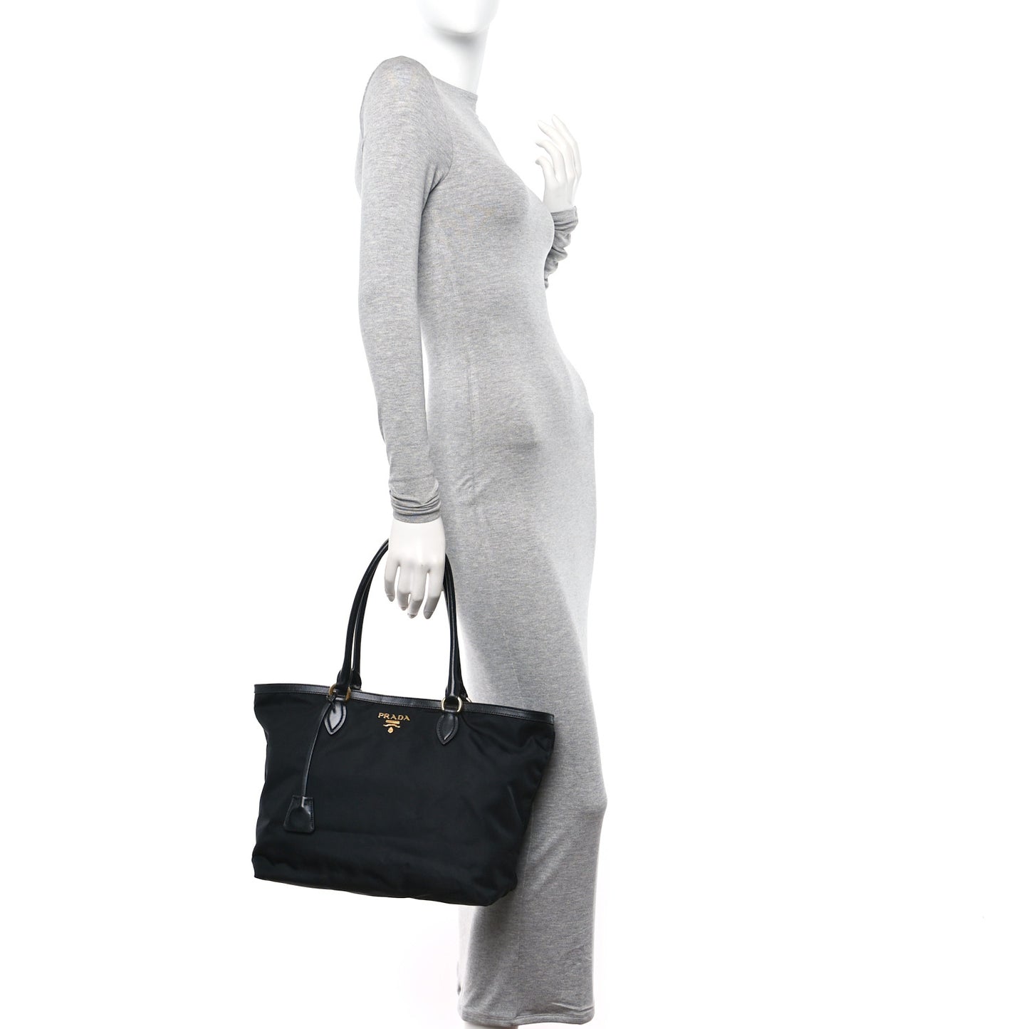 Tessuto Nylon Soft Calf Shopping Tote Black