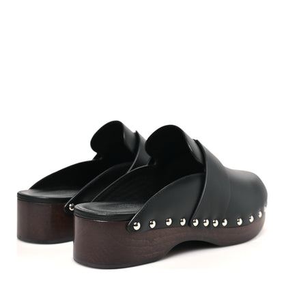 Hermes Calfskin Calya Mules 38 Black 5 of 8