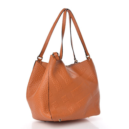 Burberry Signature Grain Calfskin Check Embossed Small Canterbury Tote Copper Orange 3 of 9