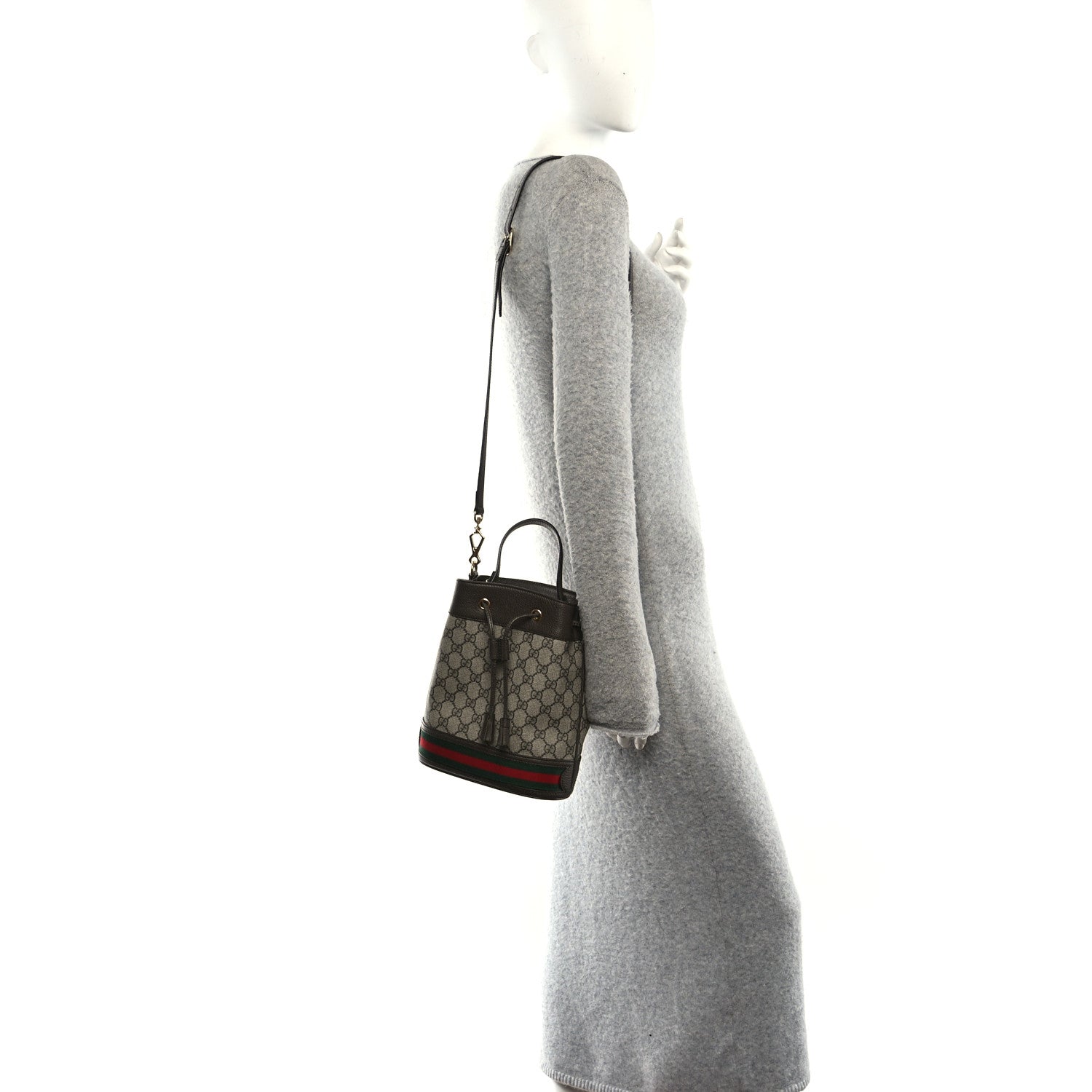 Gucci GG Supreme Monogram Web Small Ophidia Bucket Bag Brown 2 of 10