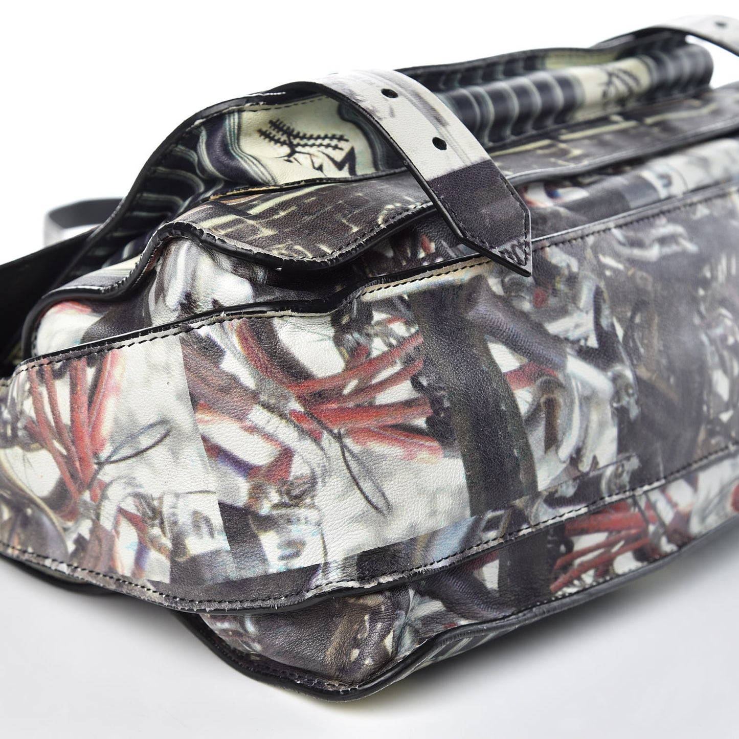 Calfskin PS1 Gotham Print Medium Satchel Fence Bike Ice