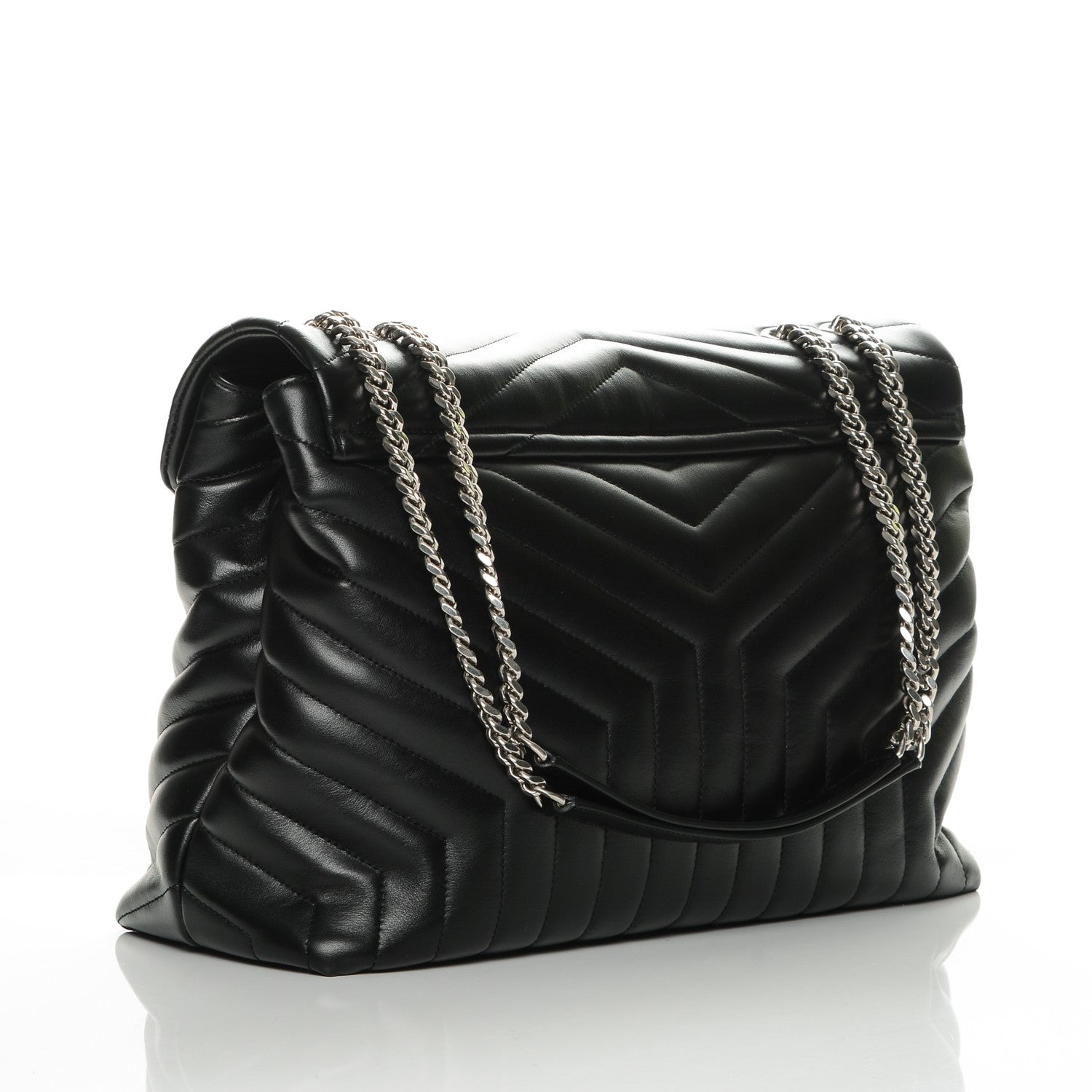 Saint Laurent Calfskin Y Quilted Monogram Large Loulou Chain Satchel Black 3 of 6