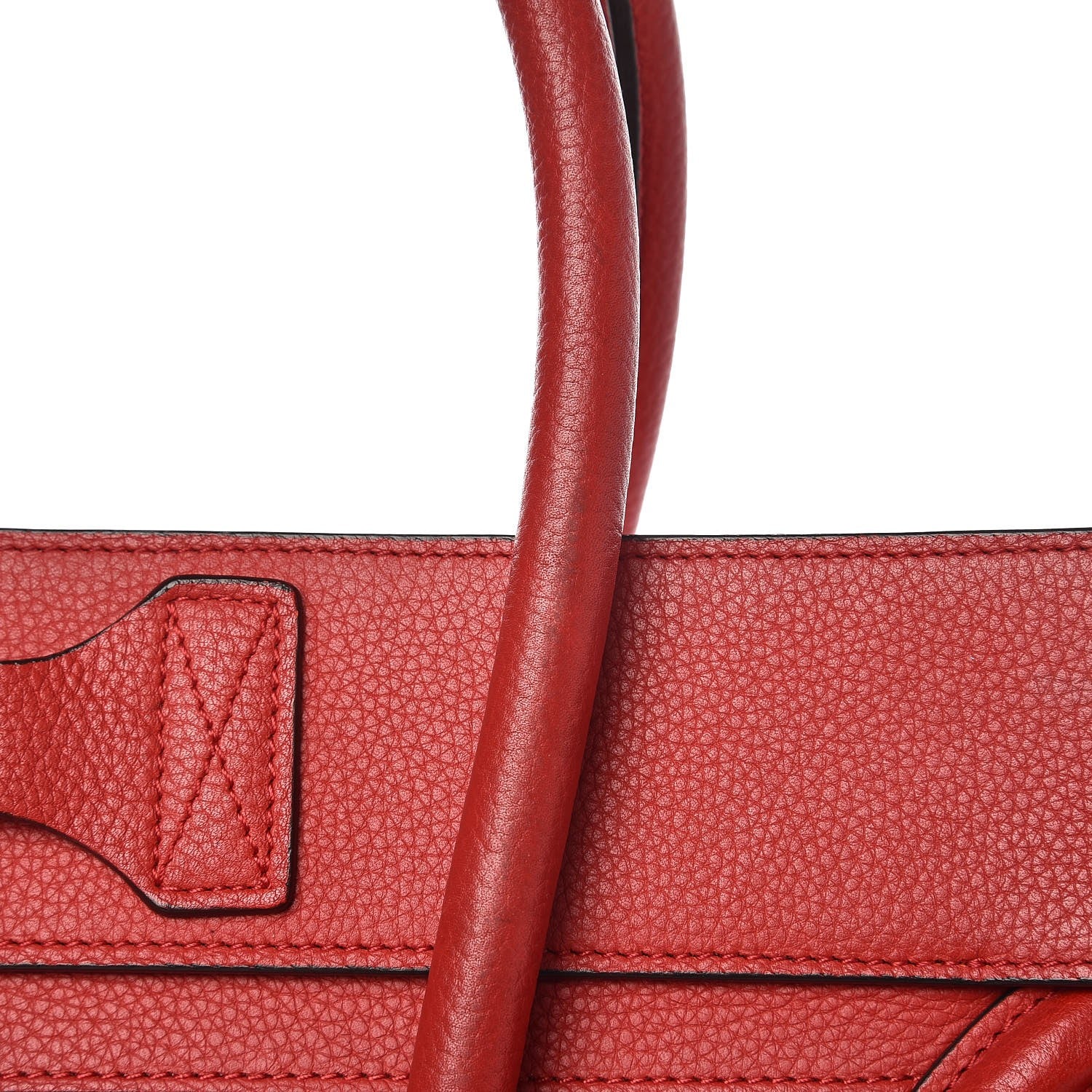 Celine Drummed Calfskin Mini Luggage Coquelicot 7 of 17