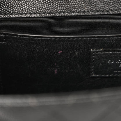 Saint Laurent Grain De Poudre Textured Mixed Matelasse Triquilt Medium Monogram Satchel Black 10 of 13