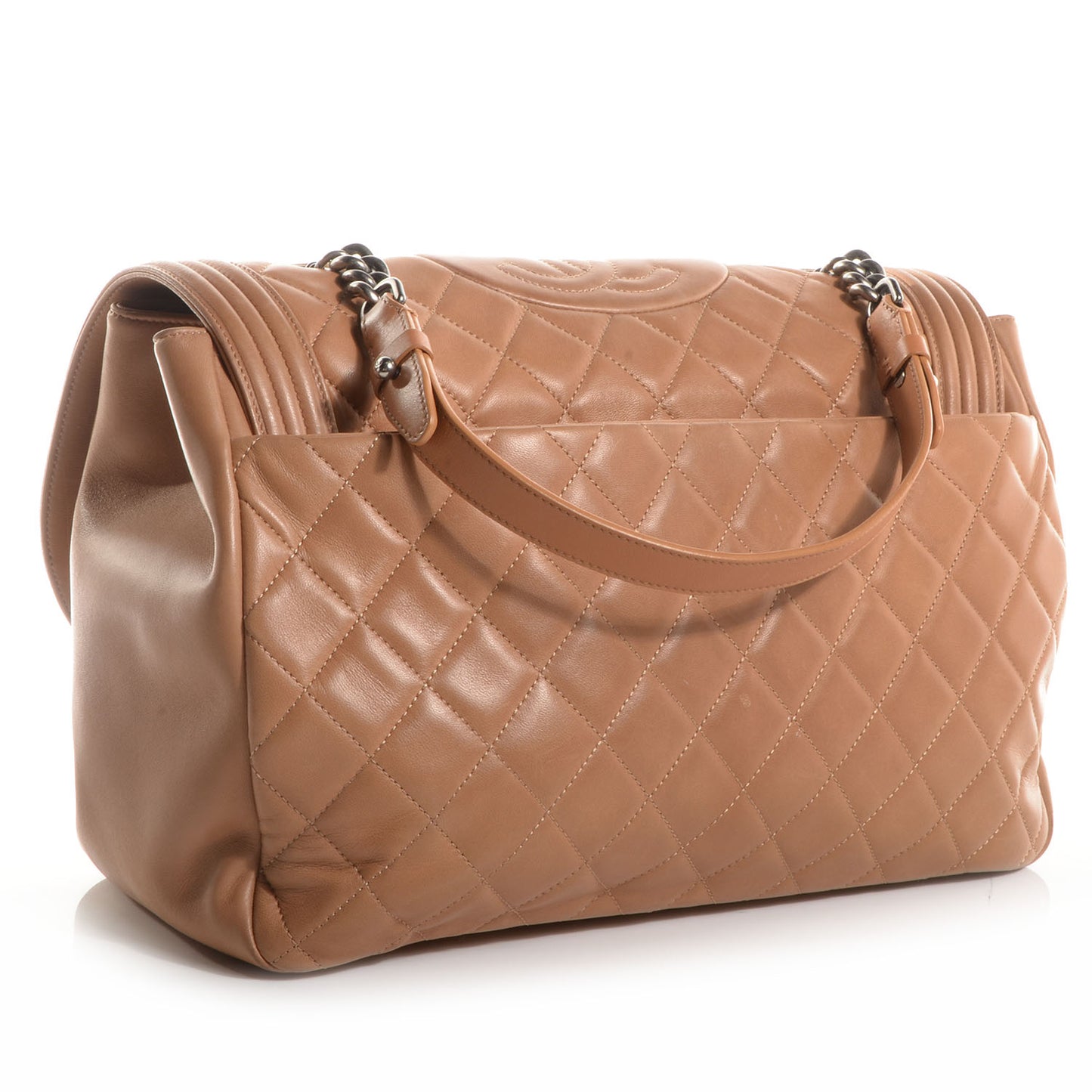 Lambskin Quilted Large Antik Boy Flap Beige