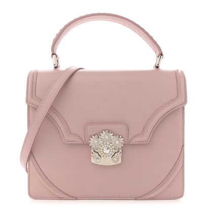 Alexander McQueen Calfskin Crystal Chain Flower Satchel Pink 1 of 12