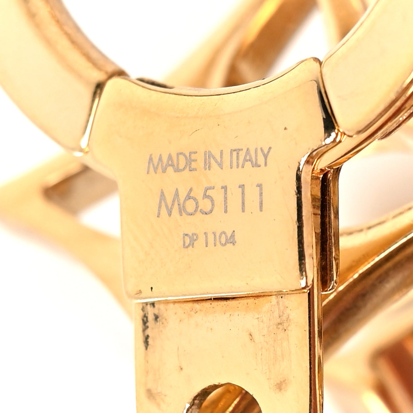 Brass Enamel Fleur De Monogram Bag Charm Chain Gold
