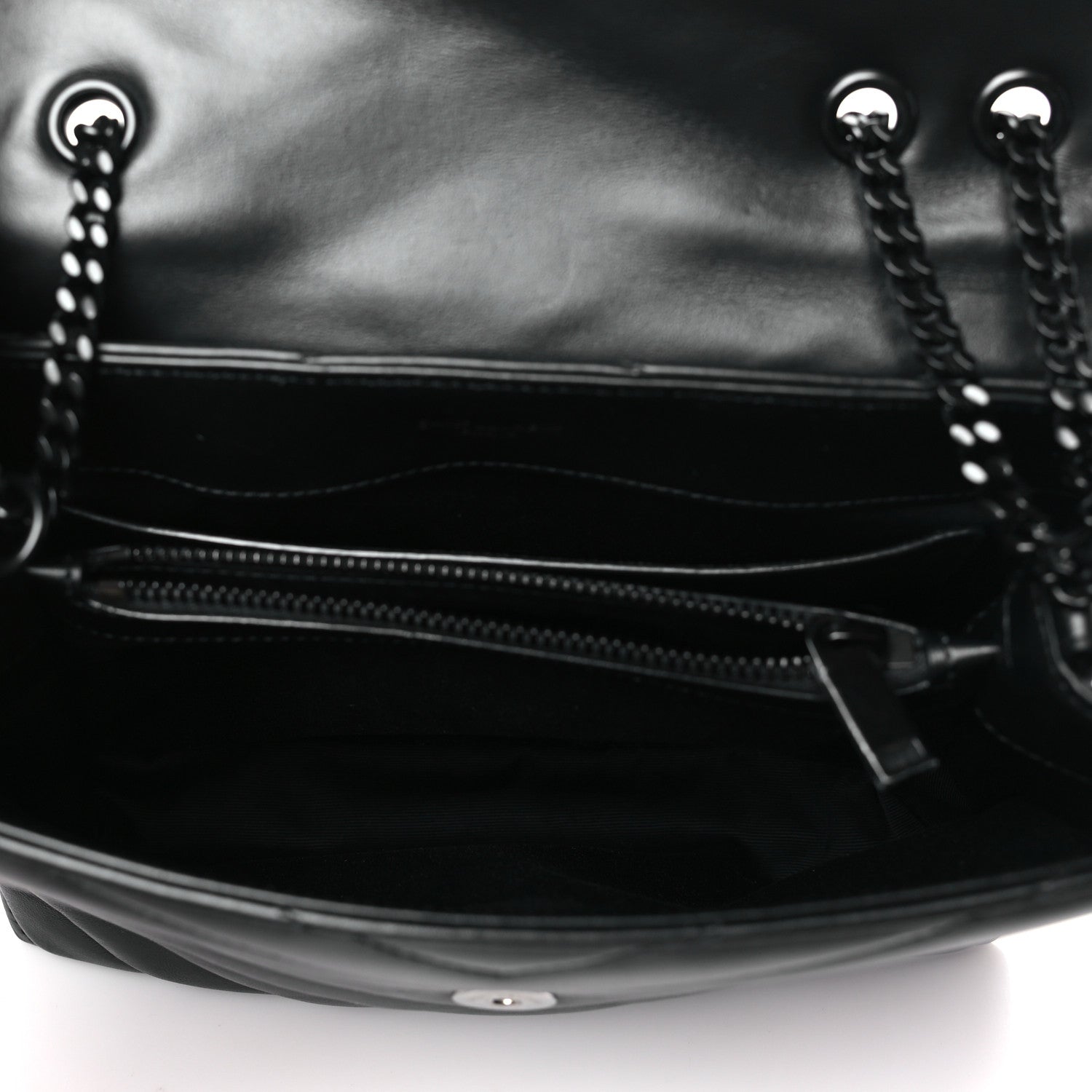 Saint Laurent Calfskin Y Quilted Monogram Monochrome Small Loulou Chain Satchel Black 5 of 9