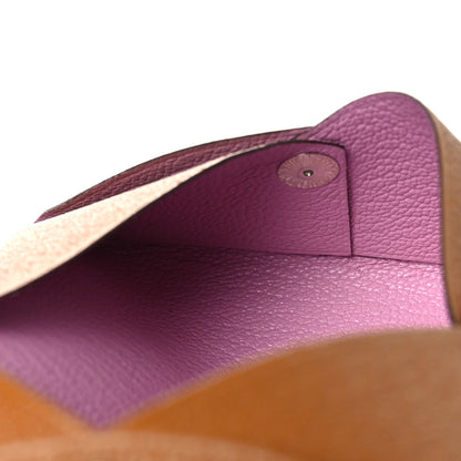 Hermes Chevre Mysore Verso Calvi Card Case Caramel Mauve Sylvestre 7 of 9