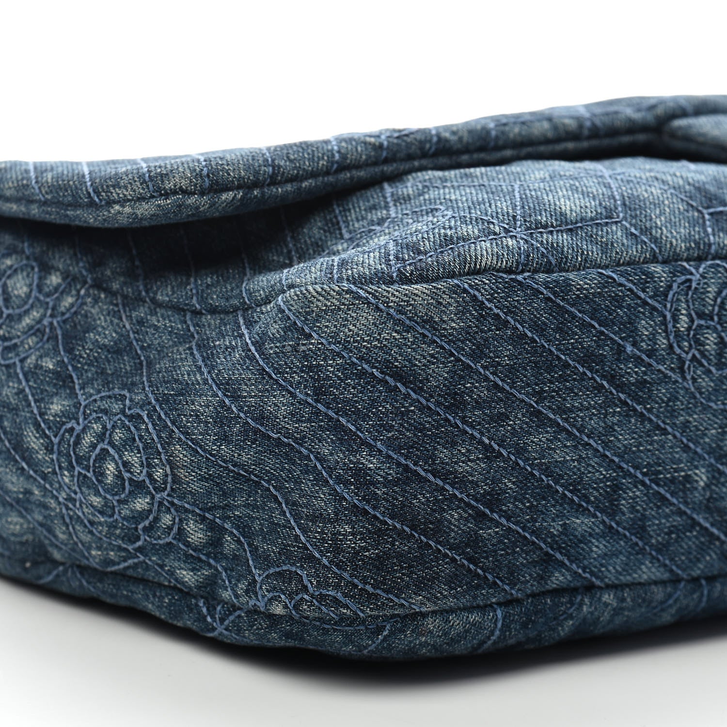 Chanel Denim Camellia Embroidered Flap Dark Blue 7 of 8