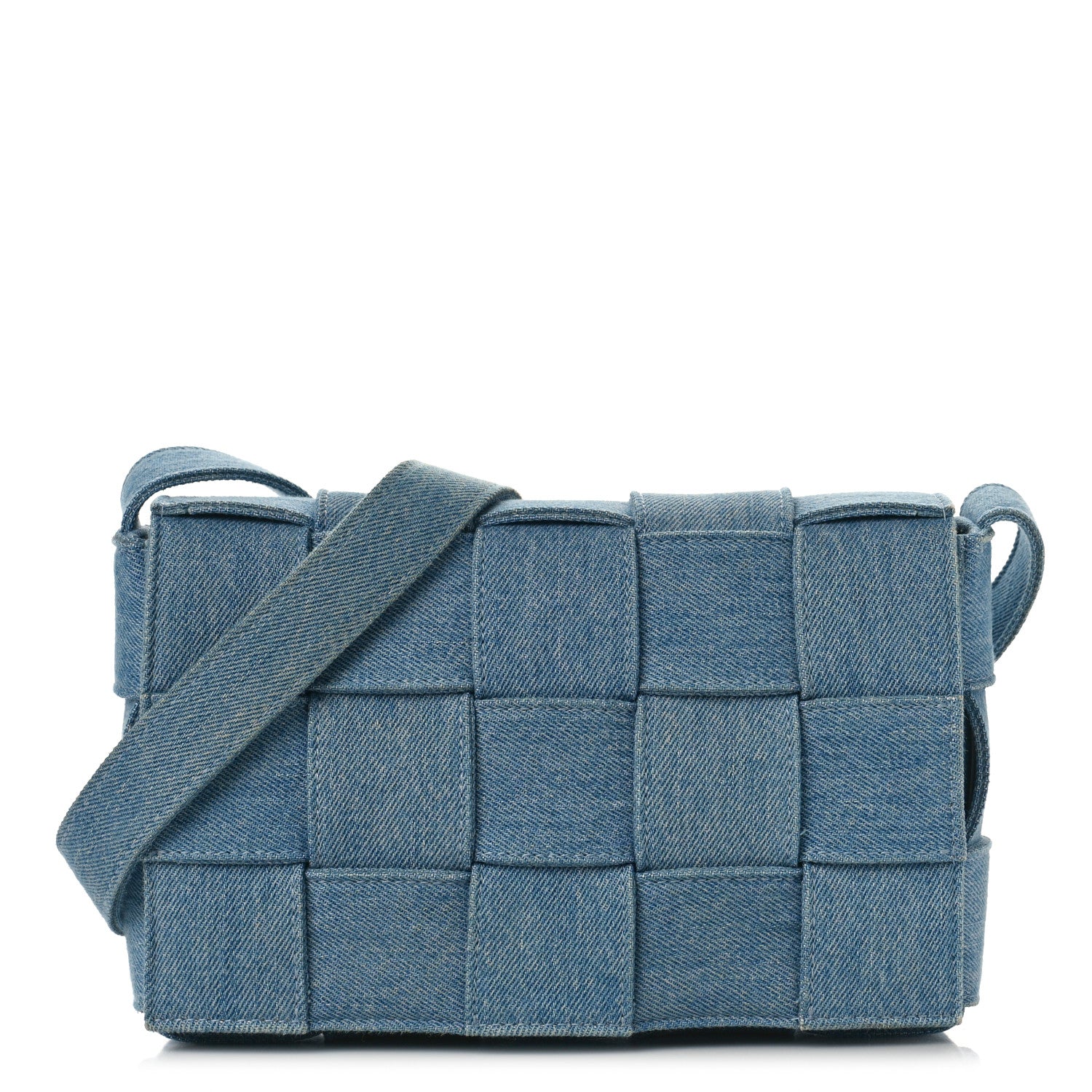 Bottega Veneta Denim Maxi Intrecciato Cassette Crossbody Bag Washed Indigo 1 of 8
