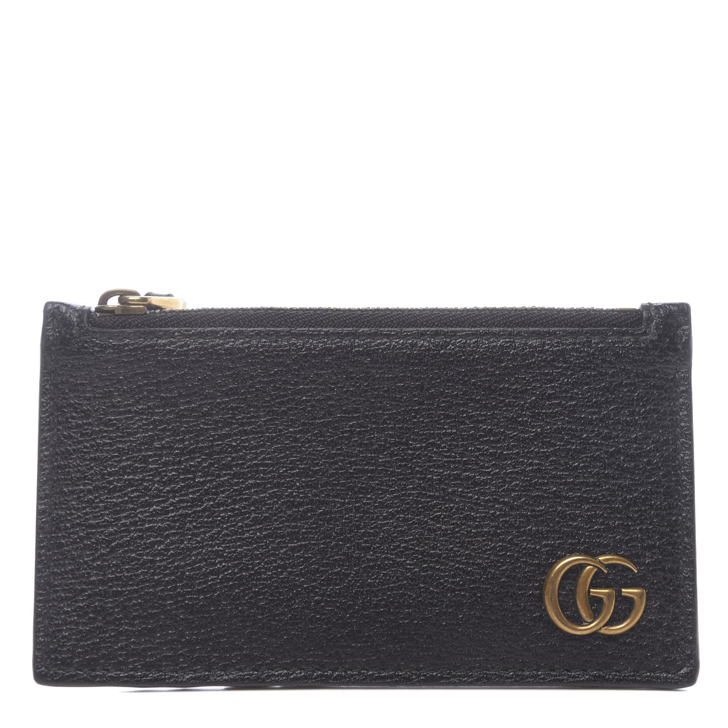 Gucci Calfskin Boar Effect GG Marmont Coin Case Card Holder Black 1 of 6