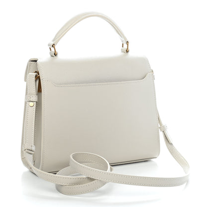 Saint Laurent Grain de Poudre Mini Classic Monogram Cassandra Top Handle Crema Soft Rouge Legion 2 of 7