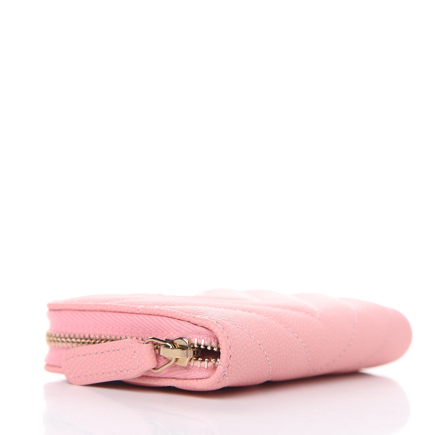 Chanel Iridescent Caviar Chevron Quilted Zip Coin Purse Pink 4 of 8