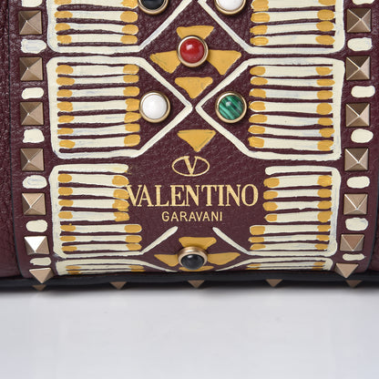 Valentino Garavani Calfskin Tribal Rockstud Shoulder Bag Rubin 9 of 10