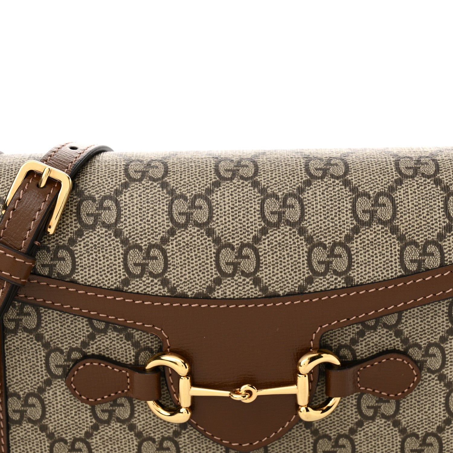 Gucci GG Supreme Monogram Mini Horsebit 1955 Shoulder Bag Beige Brown Sugar 8 of 14