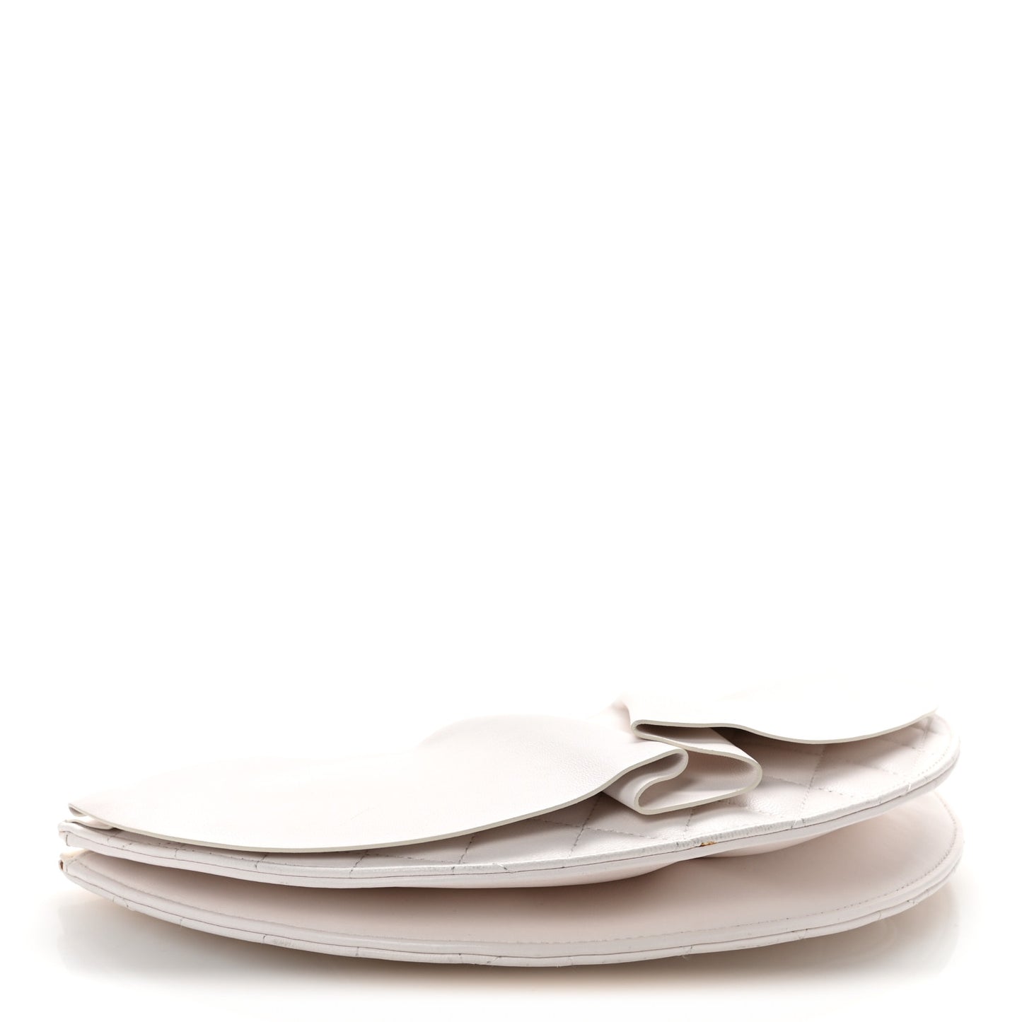 Lambskin Quilted Wave Clutch White