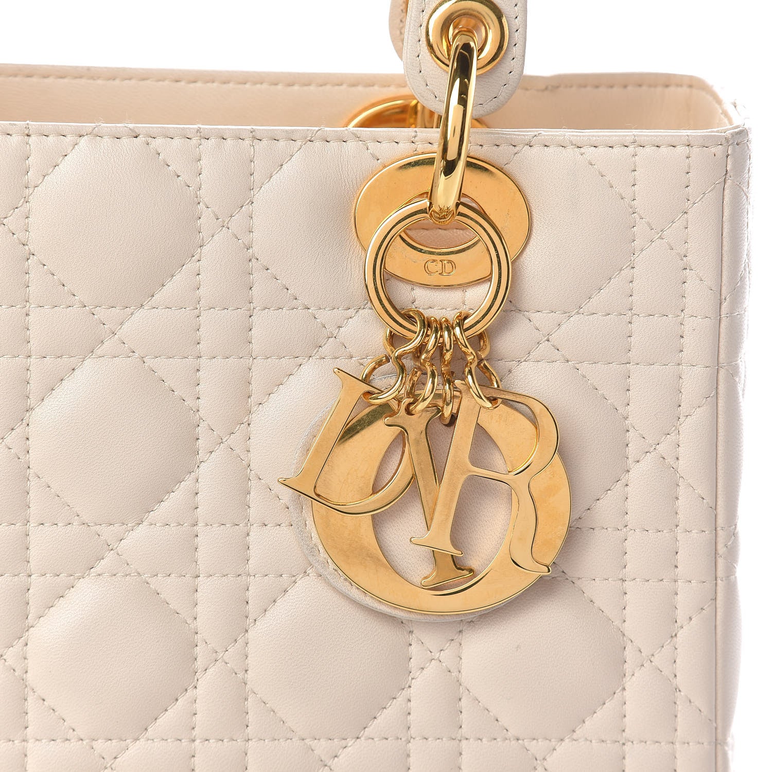 Christian Dior Lambskin Cannage Medium Lady Dior Light Beige 12 of 18