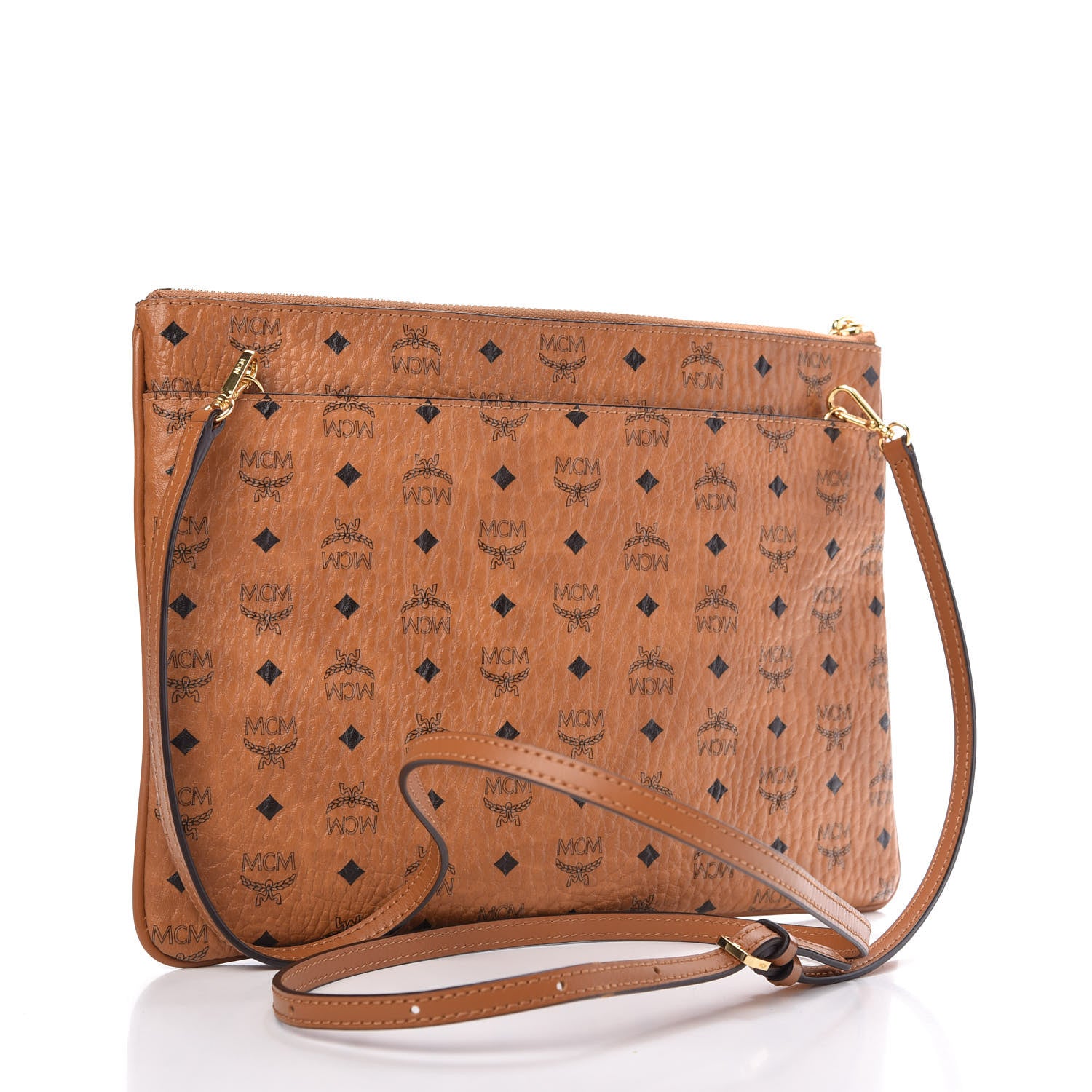 MCM Visetos Medium Crossbody Pouch Cognac 3 of 10